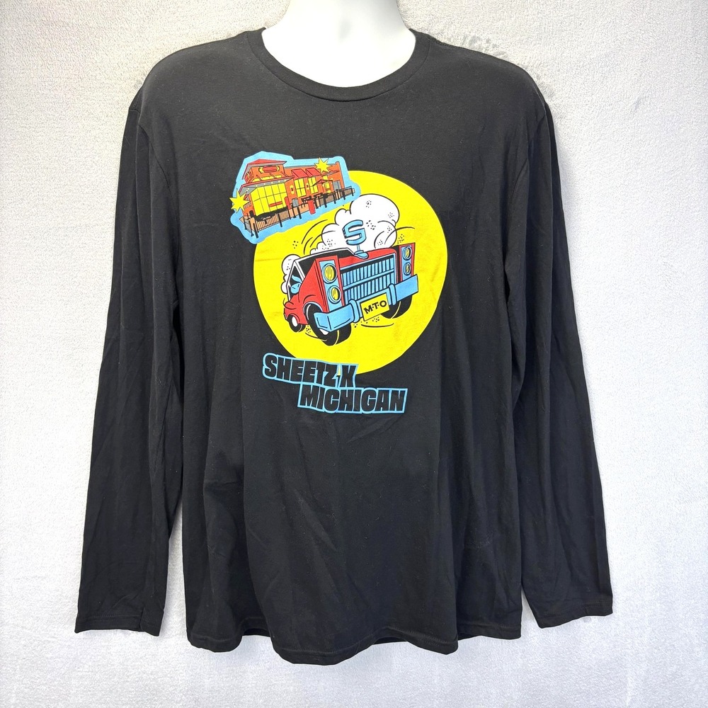 Sheetz Michigan Gas Station Graphic Long Sleeve Shirt Mens Large Black District